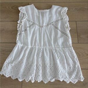 SHEIN White Eyelet Ruffle Women’s Top. Size medium